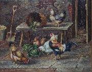 Jenny Hoppe The chicken family oil painting on canvas